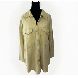 Indulgence Boutique Jacket Top Sz S Green Terry USA Made Boho Beachy Lagenlook